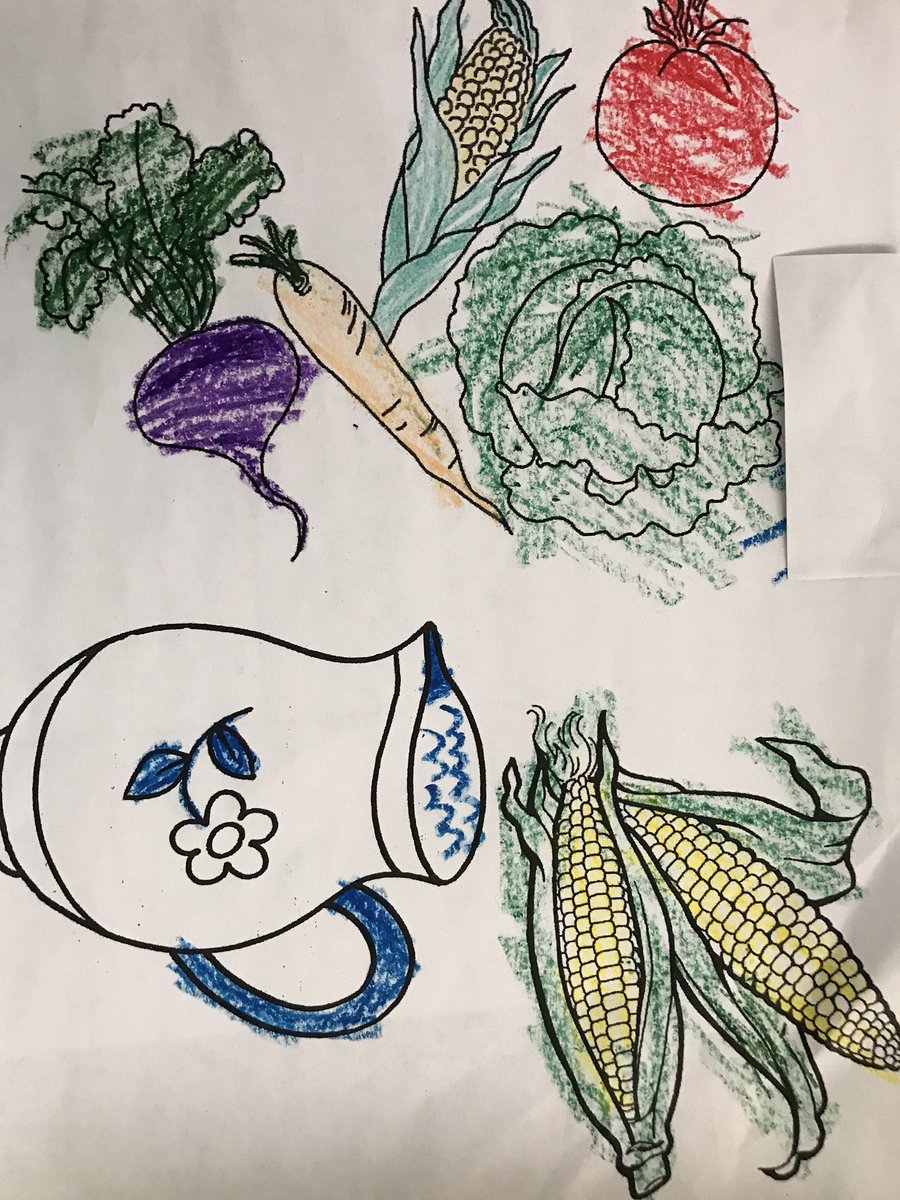 Kindergarten is learning about “call and response form”.  We listened to the song Dinner Music then performed solos on the response.  We used pictures to create a story map of the song Dinner Music.