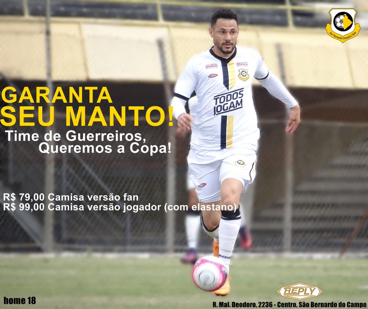 Vamos começar a segunda fase, leve o São Bernardo no peito! 
O Manto do Bernô está a venda na Reply Artigos Esportivos na, Av. Mal Deodoro, 2236- S.Bernardo do Campo!!!
#SãoBernardoFC