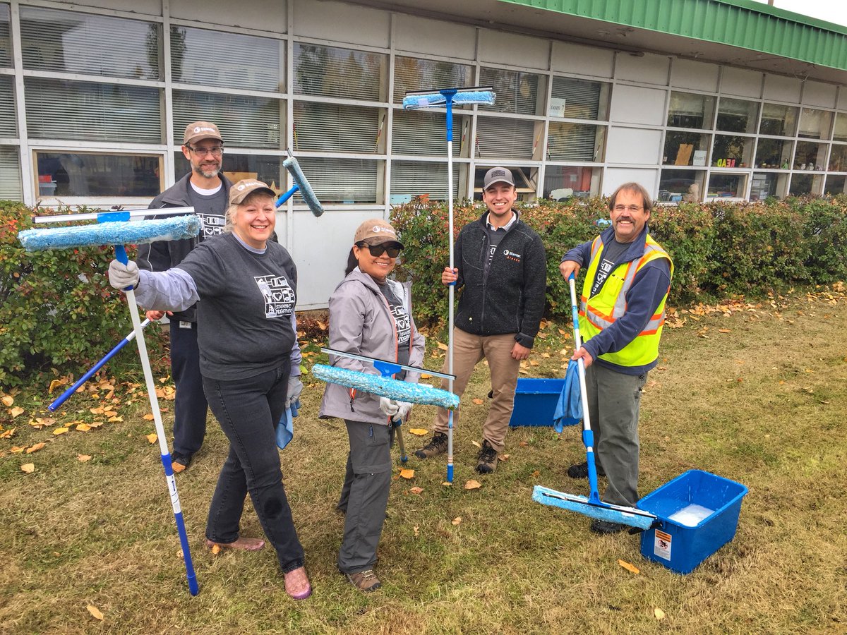 Alaska_SteveEd's tweet image. Busy washing windows &amp;amp; moving gravel for @AKNativeCharter with my #Anchorage @Stantec team. Winter is coming ... clean windows let the light in for students &amp;amp; teachers! #stantectogether