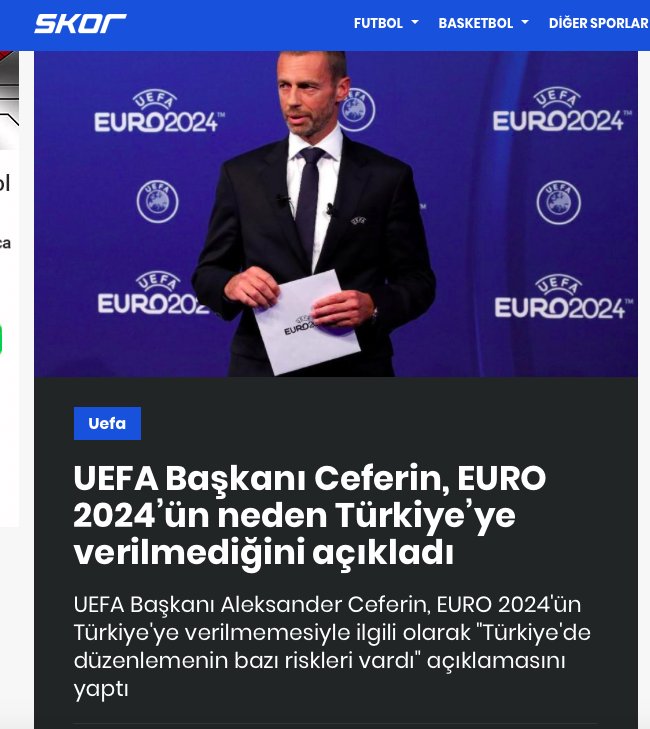 #UEFA Başkanı #AleksanderCeferin, #EURO 2024'ün #Türkiye'ye verilmemesiyle ilgili olarak 'Türkiye'de düzenlemenin bazı riskleri vardı' açıklamasını yaptı
27