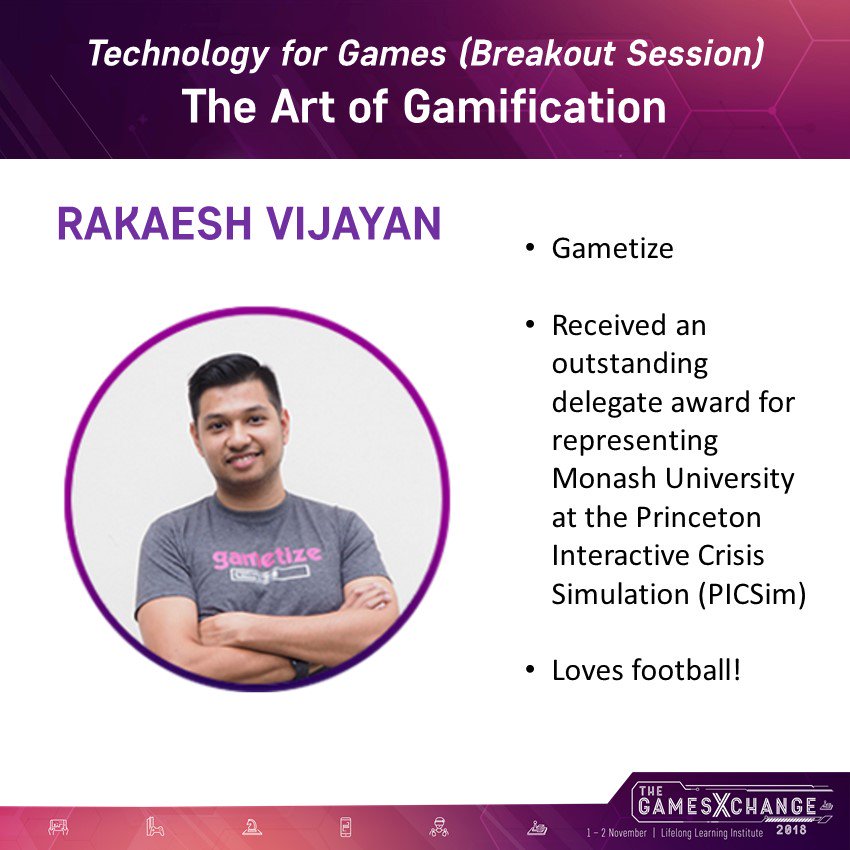 theGamesXchange's tweet photo. We love that local company Gametize are coming to share their wealth of expertise on the art of #gamification at The Games Xchange! What are you waiting for? Get your early bird tickets now!#GX2018SG #gametize #seriousgames #simulations https://t.co/kUZY3klNn2