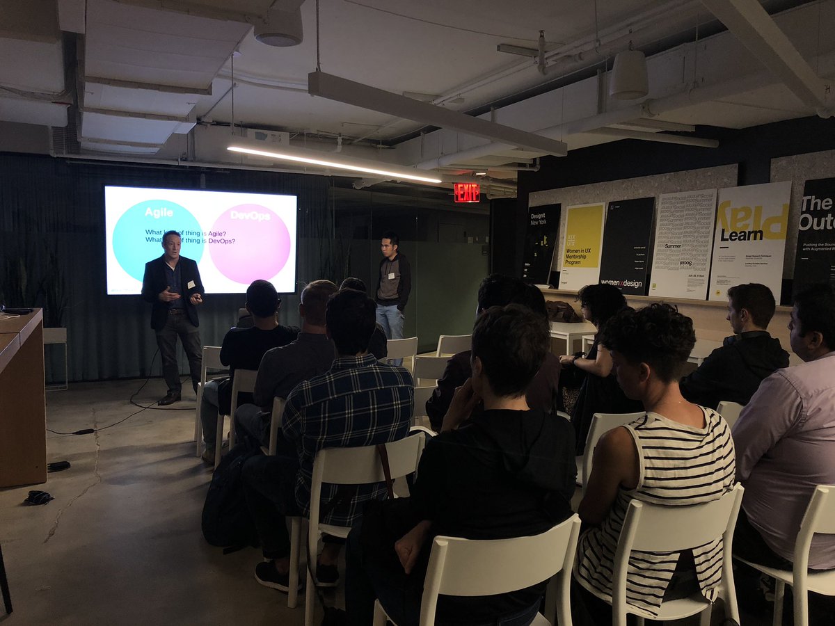 nycleancoffee's tweet photo. Learning about the intersection between Agile and DevOps with @SeanDMackNYC and @pmchrislee #leanNYC https://t.co/ydAOT4E2fL
