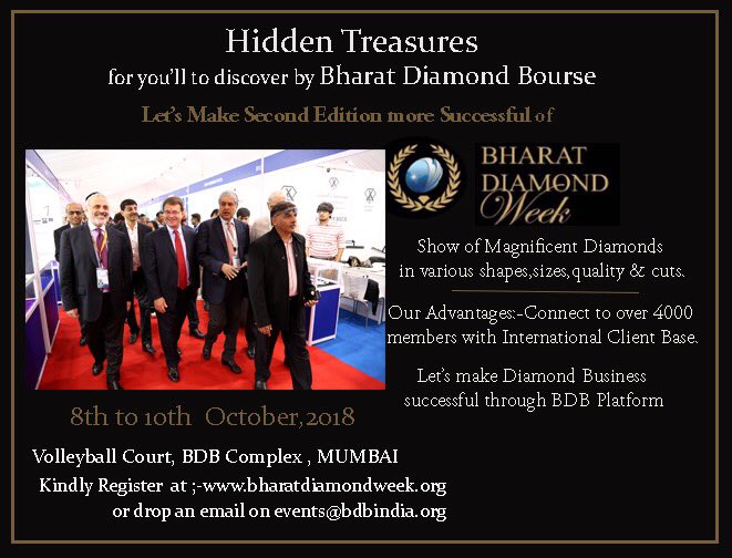BharatBource's tweet photo. Art in Jewellery is Never Measured it’s Always Treasured Visit @Bharat Diamond Week for Diamond Jewellery &amp; Loose Diamonds#HIDDEN TREASURES#BHARAT DIAMOND BOURSE. https://t.co/wxhO1IlSJe
