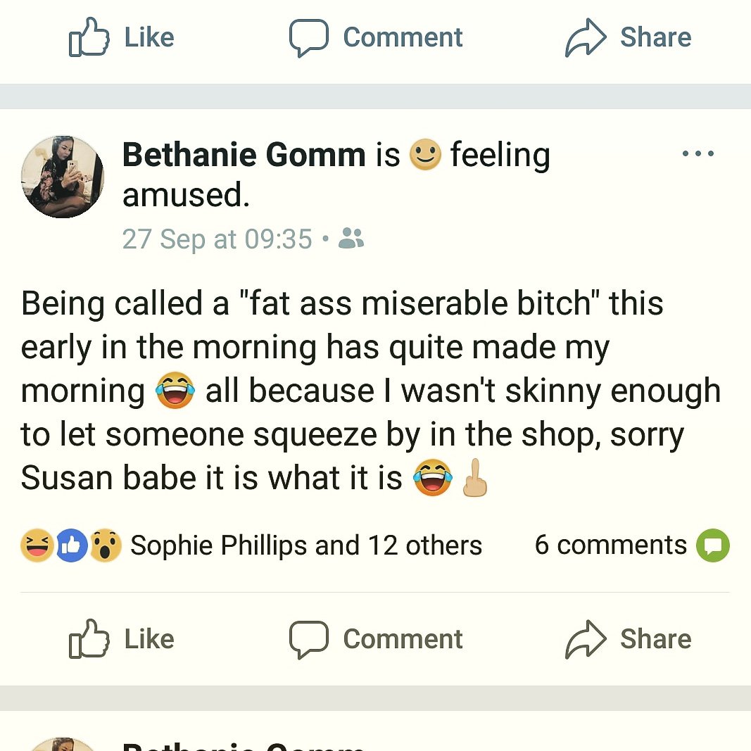 bethanie_gomm's tweet photo. When Susan gets savage 🤣 best hilarious morning in ages 🤦🏻‍♀️ #SavageSusan #NotHerName #SheLookedLikeASusan #LeftRightGoodNight #FatAss #ApparentlyImMiserable 😂#SorryToDisappointBabe #Loveyourpeach #noskinnyheretoday 😝🤣😂 https://t.co/2K5TV1EeG4