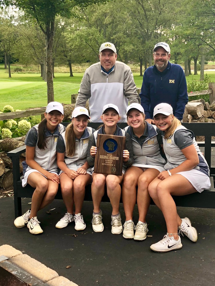 KMGIRLSGOLF's tweet photo. KM girls win the Franklin Regional today with a score of 324!! Julia Schilling leads the way with a 78 Tie 1st. Frosh Madeline Fiebig with a 79 and our fearless leader Madeline Koenig with a 80. #peakinoctober https://t.co/DFGs4rAoJY