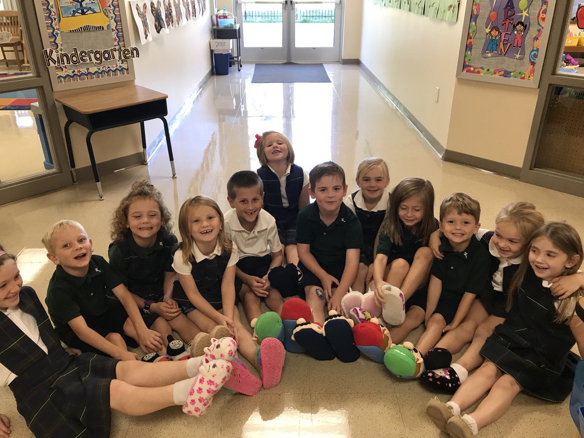 StPatSch's tweet photo. Today was the first slipper day of the year for the kindergarten students who can tie their shoes!  #StPatProud https://t.co/cPmvKCQg1k