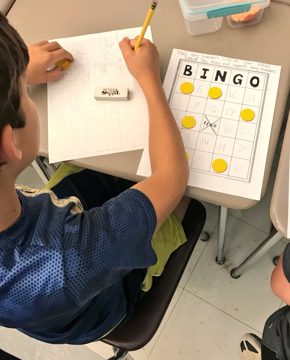 Miss_Keougah's tweet photo. We played #OrderOfOperations BINGO again during our working snack block today and had so much fun! Awesome practice and always a good feeling when the kids are begging you not to end a lesson! #mathgames #showingourwork #vinalschoolrocks ✖️➗➖➕ https://t.co/u6RxSmuyH2