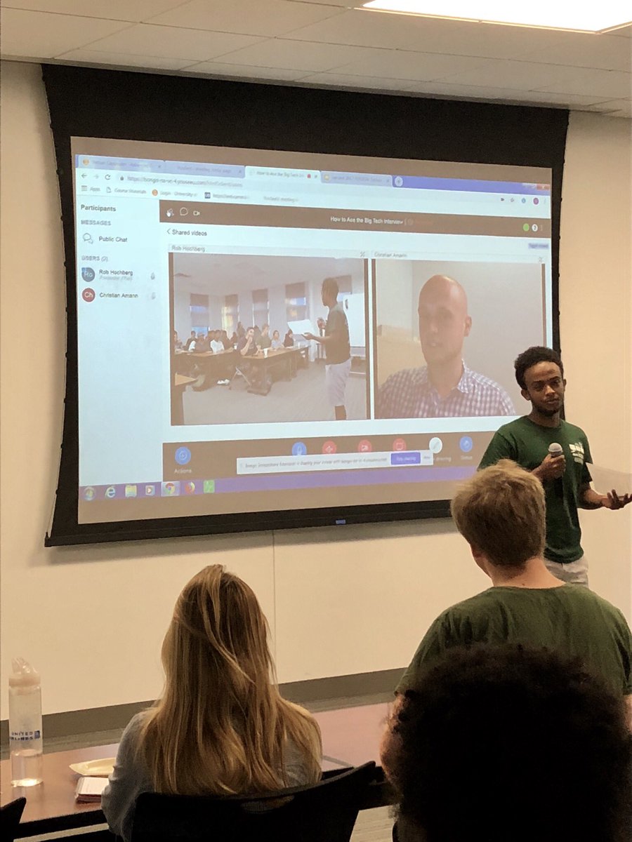 udcareerdev's tweet photo. @UofDallas Ask a Google a Engineer featuring Google Software Developer Christian Amann and UD computer science senior Yeabkal Wubshit (speaking about his experiment interning for Google) #udopcd https://t.co/M8SRdqfXYH