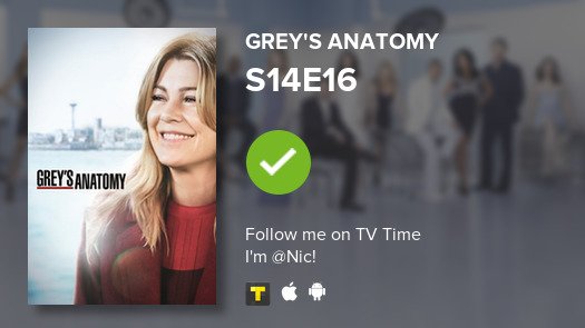 NiFFernandes's tweet photo. I've just watched episode S14E16 of Grey's Anatomy! #GreysAnatomy  #tvtime https://t.co/makXR4qHb5 https://t.co/rsONl6p5Pp