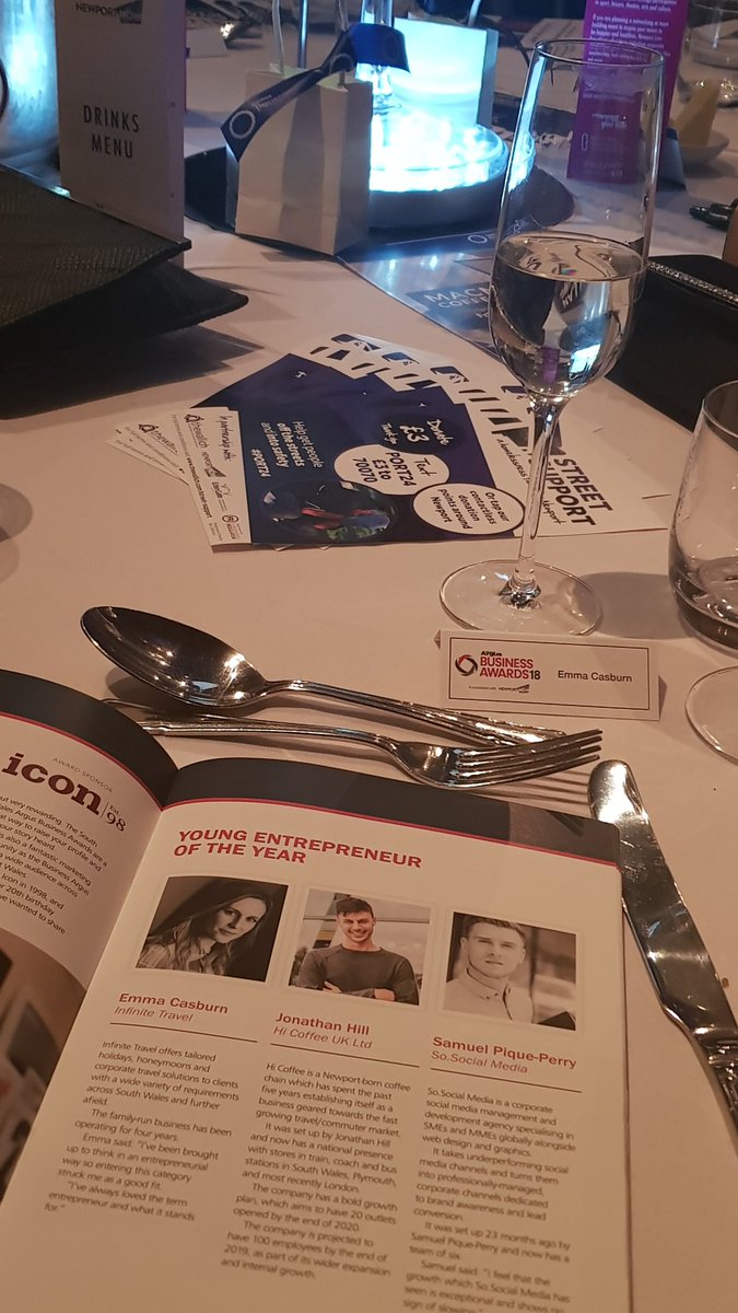 An impressive inaugural #SWAbusinessAwards so far. Good luck to all finalists this evening! #YoungEntrepreneurOfTheYear <a href="/infinitetravel8/">Infinite Travel</a> <a href="/SWABusiness/">Argus Business</a>  <a href="/southwalesargus/">South Wales Argus</a> <a href="/Newport_BID/">NewportNowBID</a>