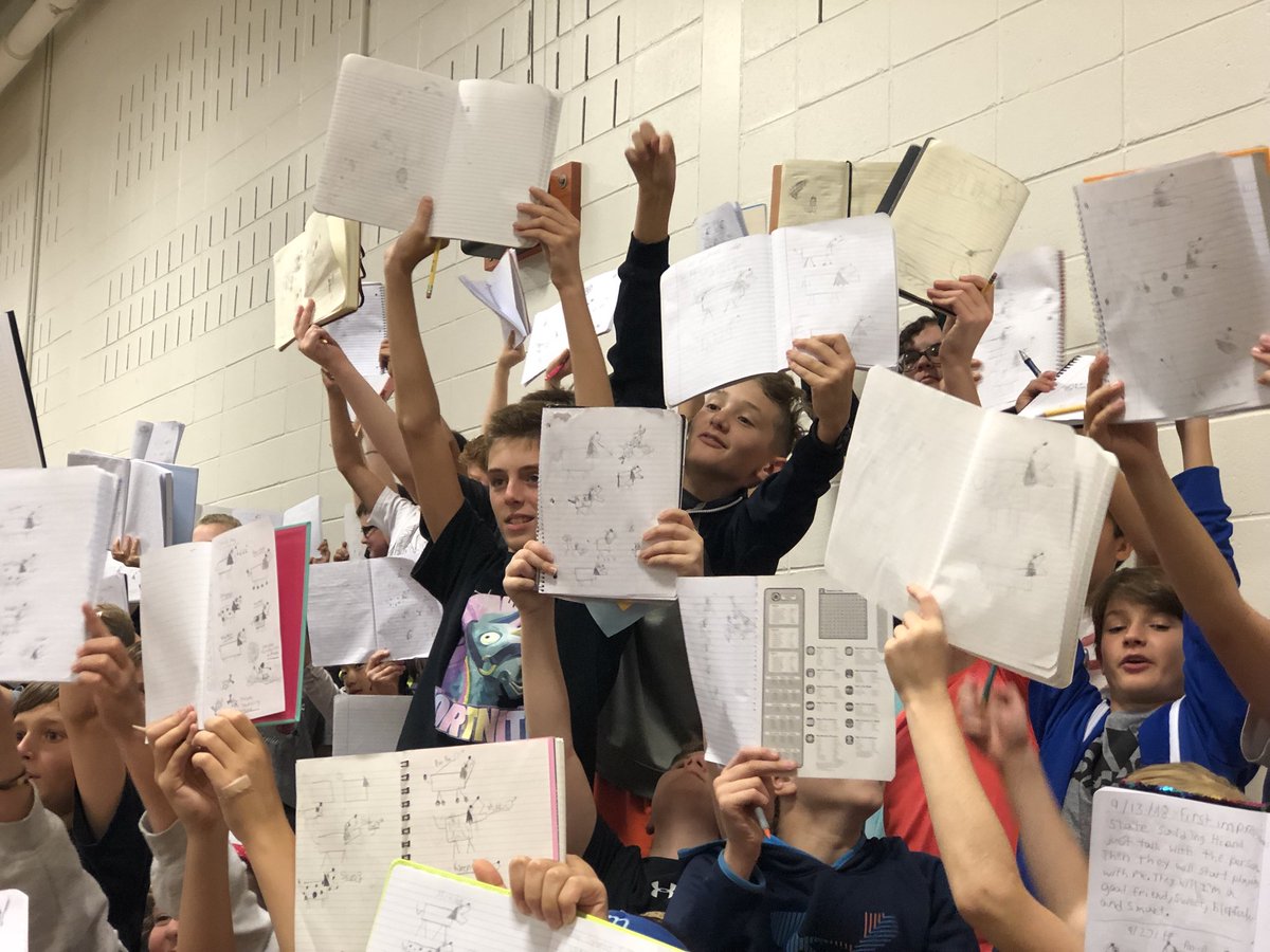6thGoodnoe's tweet photo. 6th graders loved meeting our visiting author Tom Watson today! Check out our stick drawings. https://t.co/qRKC5MWQIG