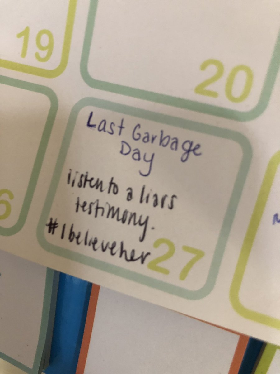 literallyliz19's tweet photo. It’s on my calendar... 🙄
#IBelieveHer #KavanaughHearings https://t.co/Az3xgv3gQN