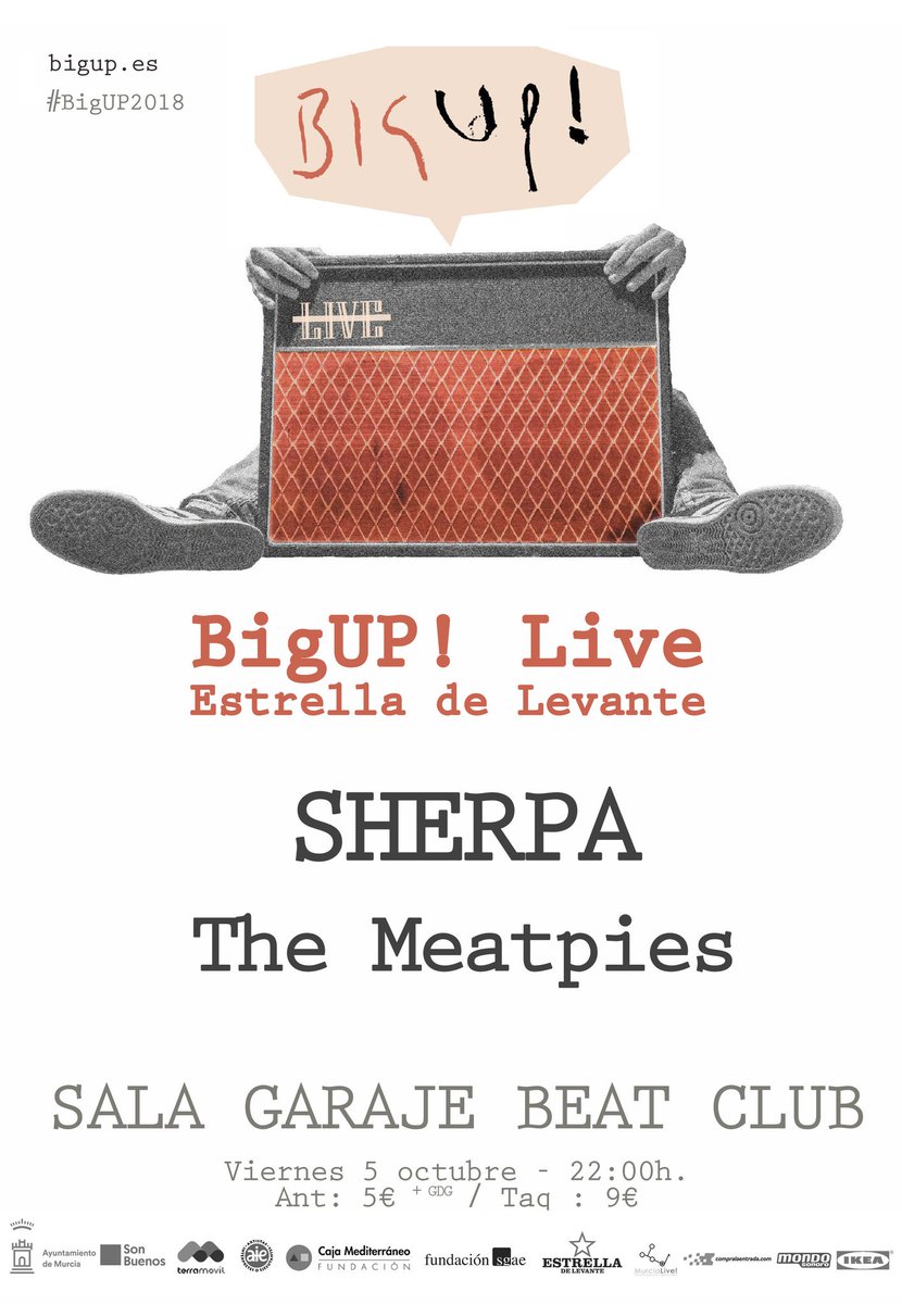 <a href="/Sherpabaron/">Sherpabaron</a> estará en próximo 5 de octubre en el @BigUpMurcia. Por la tarde dará una charla de inspiración y por la noche concierto en el @garajebeat junto a <a href="/TheMeatpies/">The Meatpies</a>