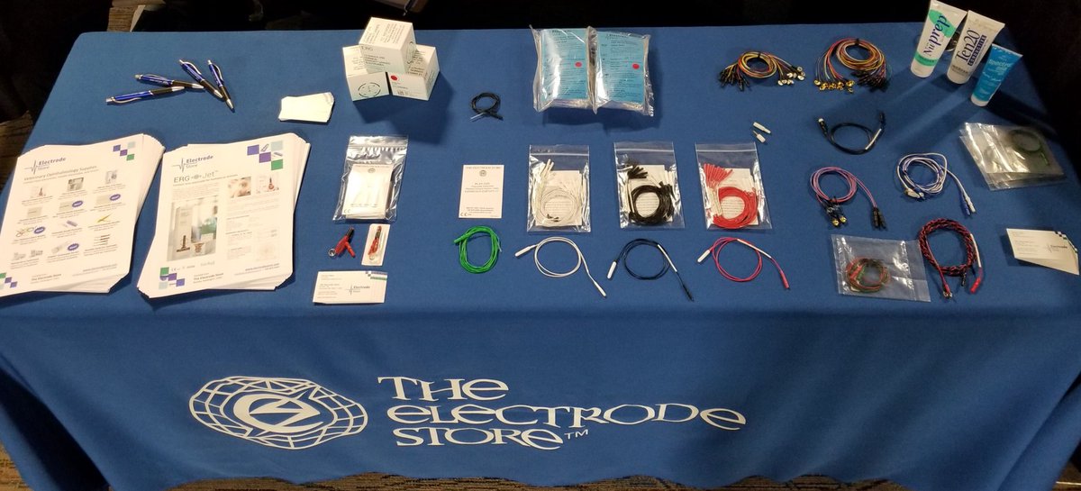 ElectrodeStore's tweet image. At the American College of Veterinary Ophthalmologists (ACVO) conference in Minneapolis, displaying ERG-Jet contact lens electrodes and a variety of stainless steel or platinum needle electrodes. Not just for humans - they’re used in animal electroretinography more and more!