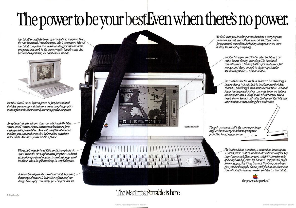 InformatViejuna's tweet photo. El #MacintoshPortable, lanzado hace 29 años, tenía estilo, pero era relativamente pesado y a la larga el diseño de sus baterías se convirtió en un problema... https://t.co/j1h1P4hELM https://t.co/TBqSwu9Yz4