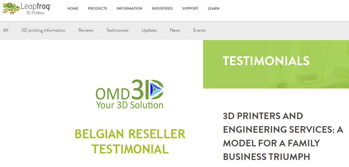 omd3d_peter's tweet photo. OMD3D is a Belgium-based 3D printing and engineering service provider + reseller of 3D printers. With a fleet of 18 3D printers, including 5 Leapfrog machines. 
https://t.co/xckVag5ftx

#3dprinting #design #leapfrog3D #BoltPro https://t.co/vyLE4u60PH