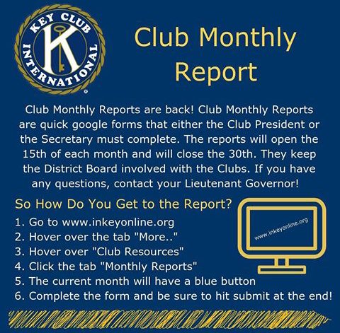 CalumetKeyClub's tweet image. Has your club submitted your reports? If not PLEASE only submit one!