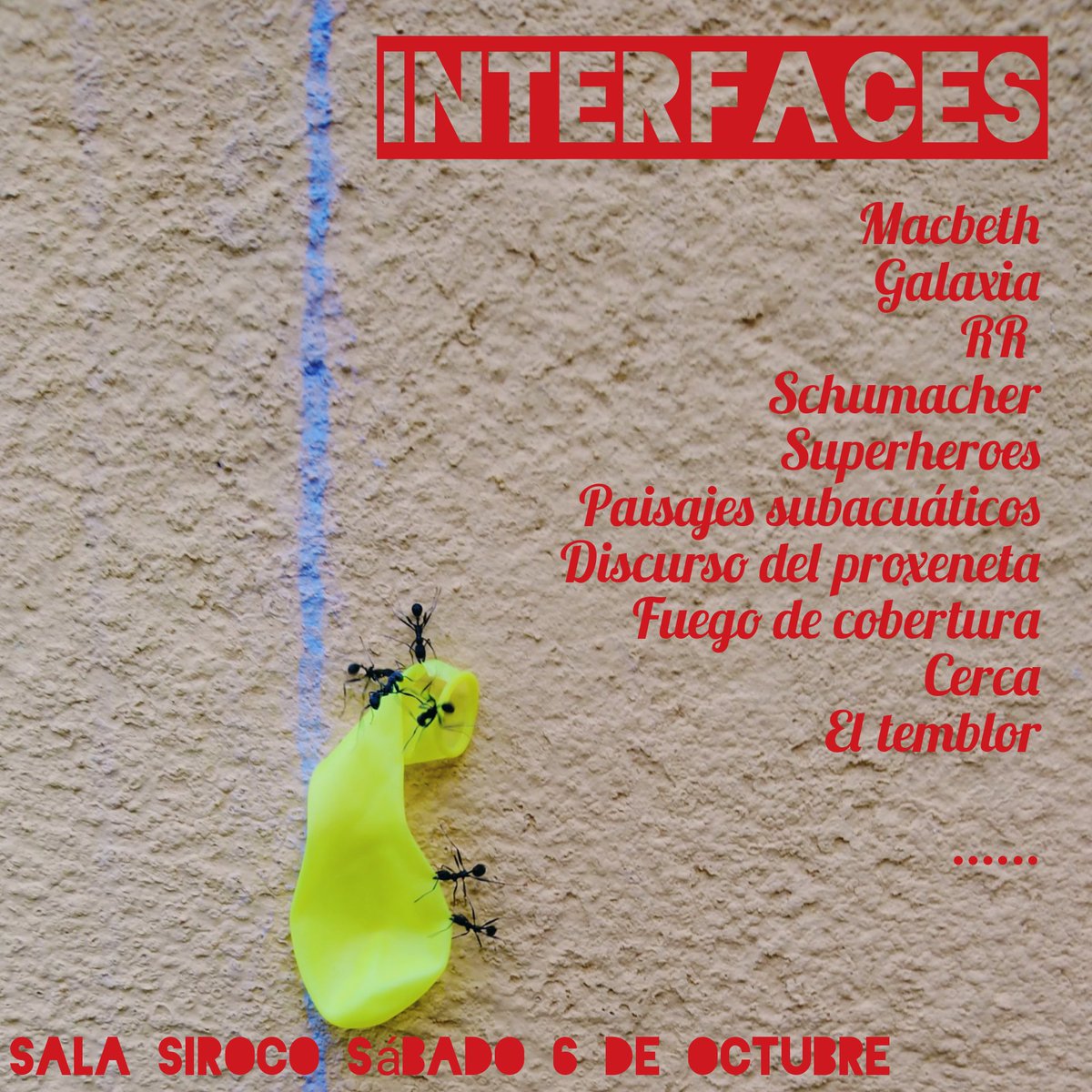 InterfacesBanda's tweet image. No se olviden: en poco + de 1 semana hay #planazo en @sirocosala,donde haremos una #visita #cultural

 🔽 #setlist...hasta que lo cambiemos
 entradium.com/es/entradas/in…

#nightlife #Rock #madridrock #malasaña #Musica #Madrid #livemusic #Concierto #indiemusic #indie #indieartist #Pop