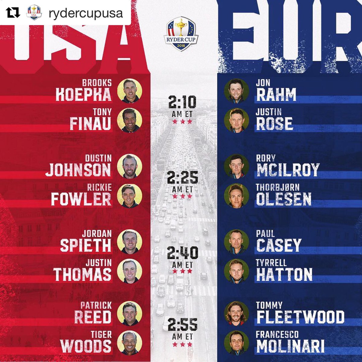 HJGT's tweet photo. #Repost @rydercupusa
What do you think of the #RyderCup2018 pairings? Comment down below! #hjgt #winhere #competehere #juniorgolf https://t.co/c4ENL1FIOm