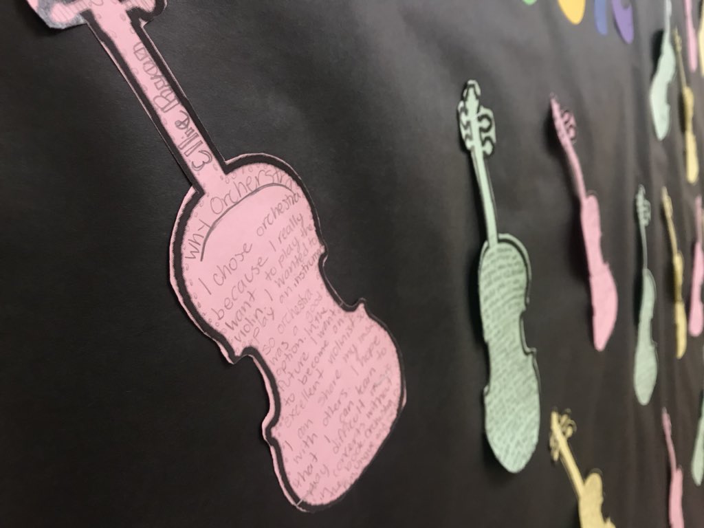 ridgevieworchs's tweet image. Finished product! @CLCRidgeview Music Dept express why they chose music as an important part of their lives! Loved these answers! Family tradition, a sweet escape, and challenging themselves were some of their awesome responses! #musicmatters #musiced #stringed #musicinthemiddle