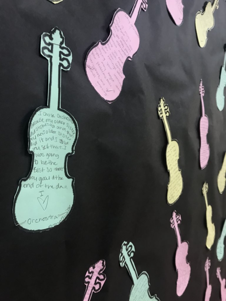 ridgevieworchs's tweet image. Finished product! @CLCRidgeview Music Dept express why they chose music as an important part of their lives! Loved these answers! Family tradition, a sweet escape, and challenging themselves were some of their awesome responses! #musicmatters #musiced #stringed #musicinthemiddle