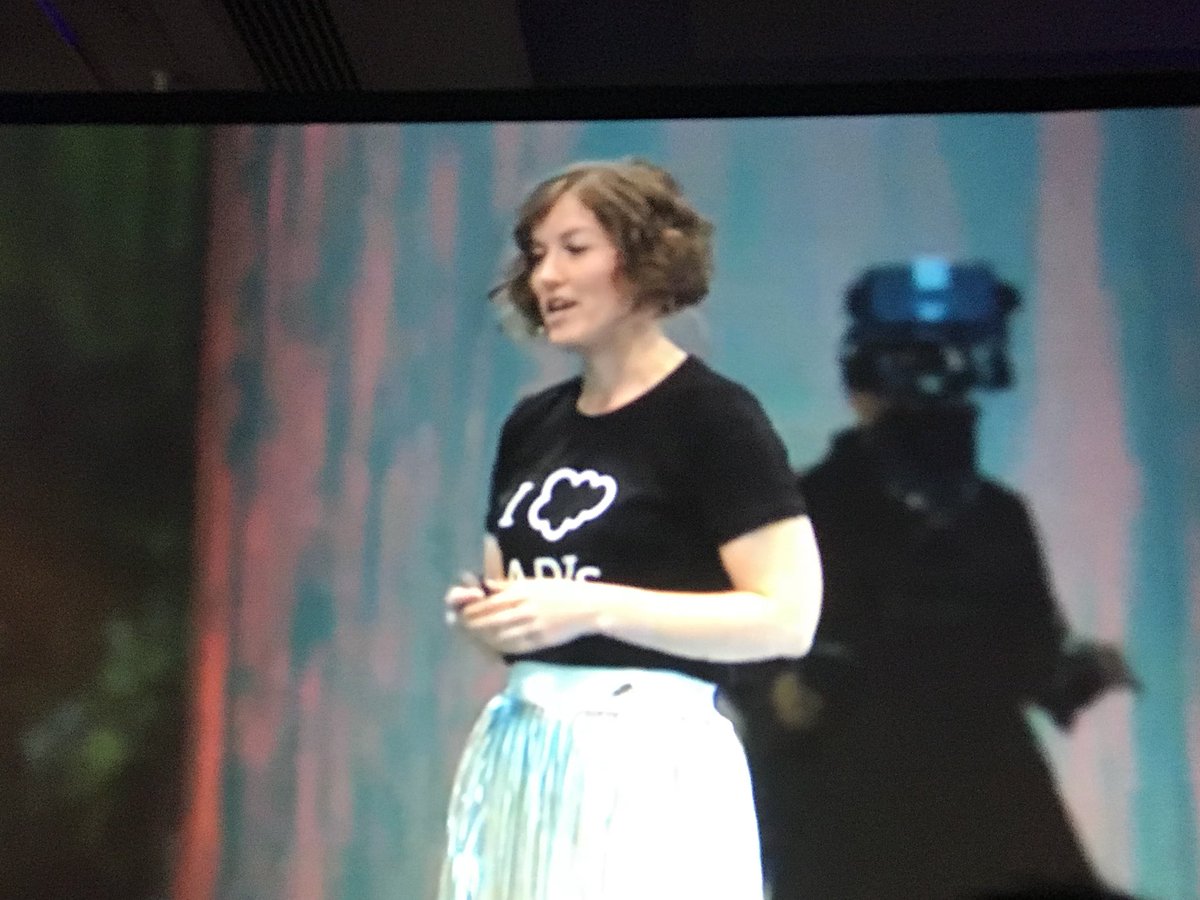 anniefever's tweet photo. Excellent API integration by @zaynelt at the @SalesforceDevs #DevKeynote #DF18 - also that shirt is ultimate radness. https://t.co/aZG95azy3Q