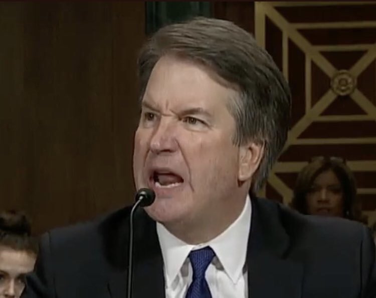 PrestonMitchum's tweet photo. Necessary reminder: These confirmation hearings are a job interview for the highest court of the United States. He has not demonstrated the temperament for a current judge, let alone the Supreme Court. He must NOT be confirmed. #KavanaughHearings https://t.co/hXl3vRgvOs