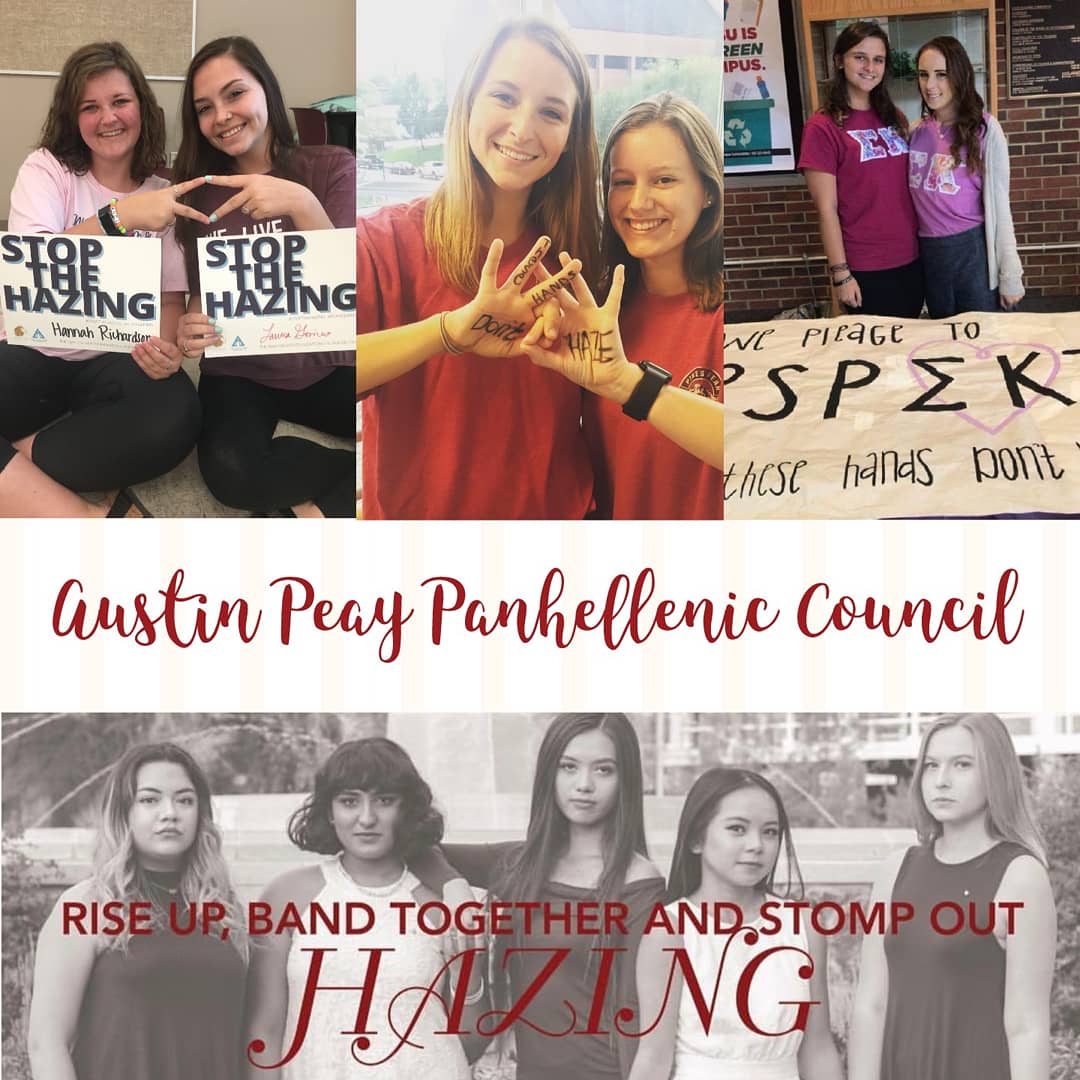 APPanhellenic's tweet photo. Take the stand! Hazing does not belong on any campus! Austin Peay's Panhellenic Council supports The National Hazing Prevention Week!! #apsupanhellenic #apsugreeks https://t.co/vAZkdx4UF0