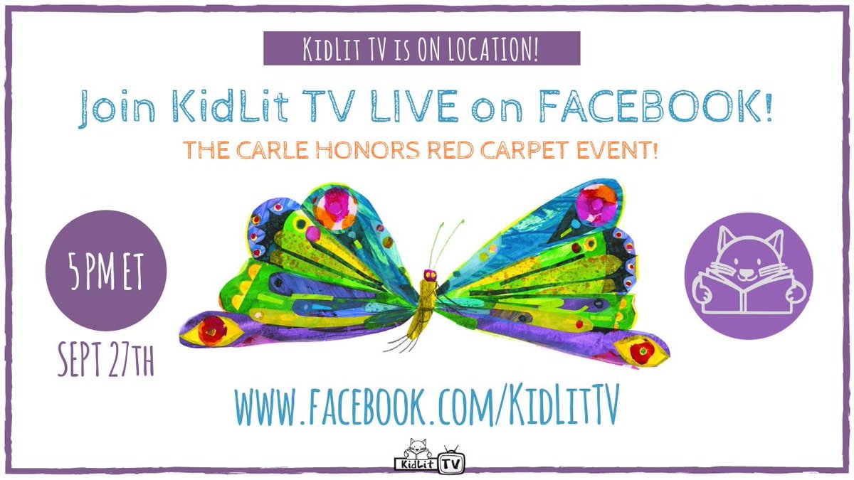 KidLitTV_NYC's tweet photo. Get ready! @KidLitTV_NYC is Livestreaming The Eric Carle Museum of Picture Book Art announcement of the 2018 Carle Honors Honorees in just 15 minutes at 5.00pm ET! Watch LIVE on our Facebook page: https://t.co/p7lQJ1AQuY
@carlemuseum #BCBF18 @AndreaDavisPink @paulozelinsky https://t.co/nEkvRylU4K