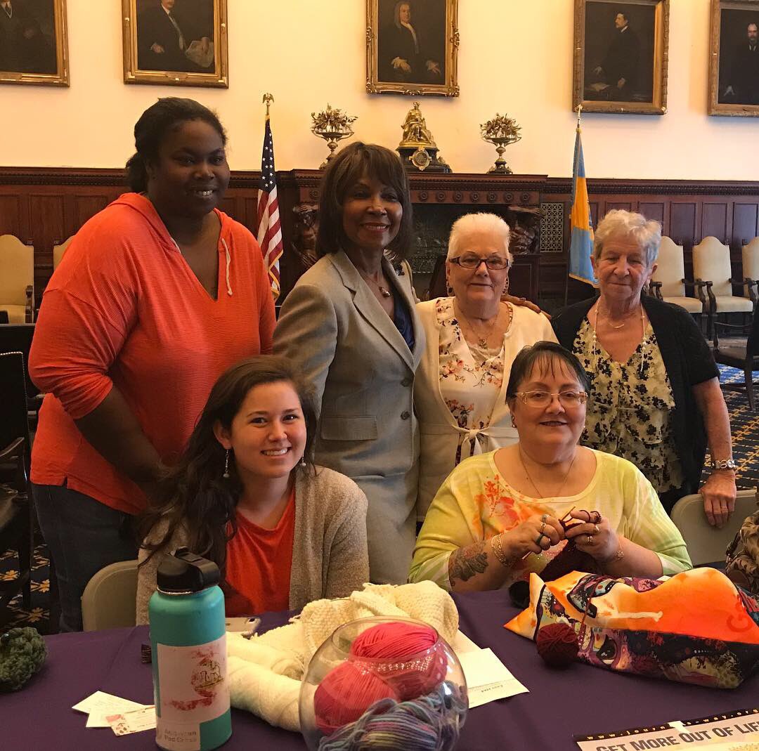 Blondell_RB's tweet photo. The 2018 Annual Knit In was definitely a success! Thank you so much to all of the knitters, volunteers and supporters who came out today! Next Up: Warmth in Winter! #knitin #warmthinwinter #knit #phillyknits https://t.co/ONaVNAR5W0