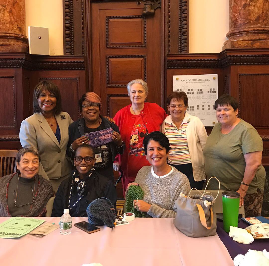 Blondell_RB's tweet photo. The 2018 Annual Knit In was definitely a success! Thank you so much to all of the knitters, volunteers and supporters who came out today! Next Up: Warmth in Winter! #knitin #warmthinwinter #knit #phillyknits https://t.co/ONaVNAR5W0