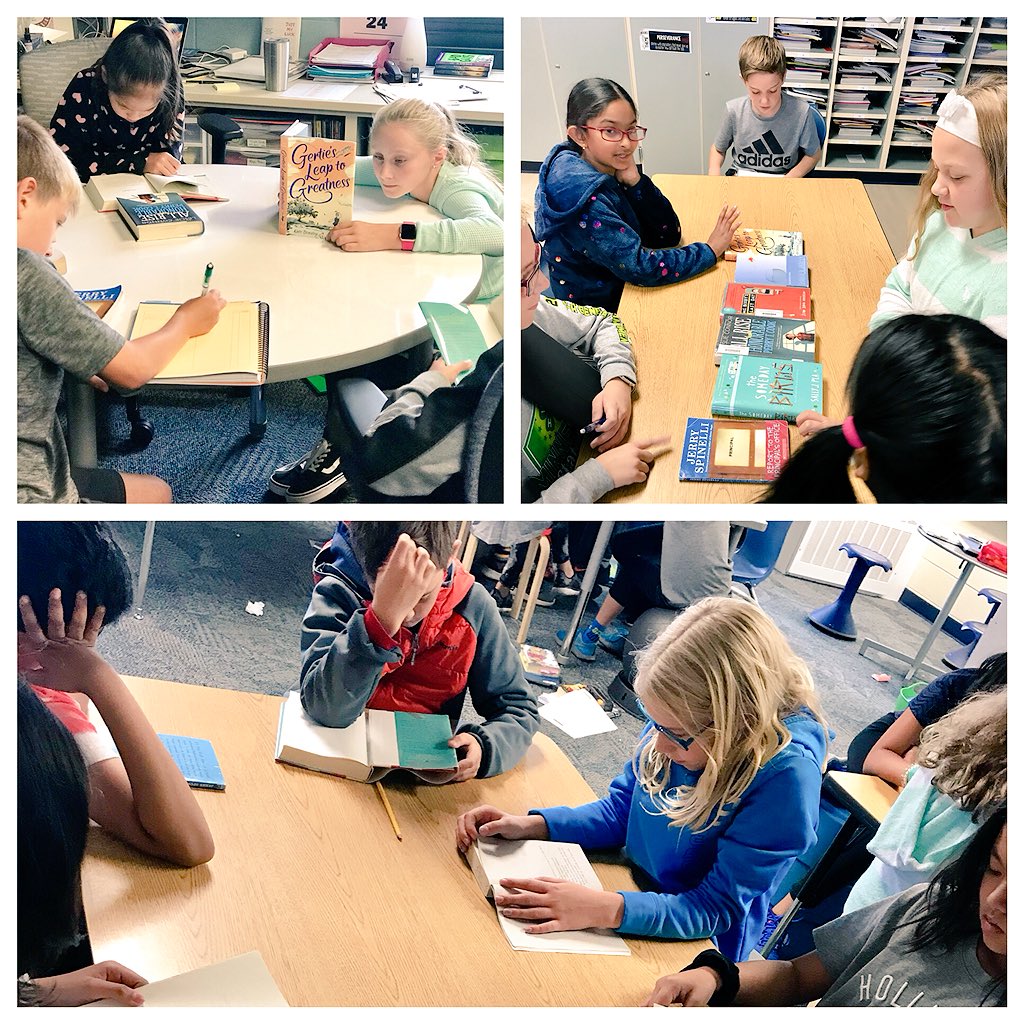 GWImhof's tweet photo. Book tasting our first book club choices. Realistic fiction here we come! #GWreads #GWgreats https://t.co/02eMrFKQlm
