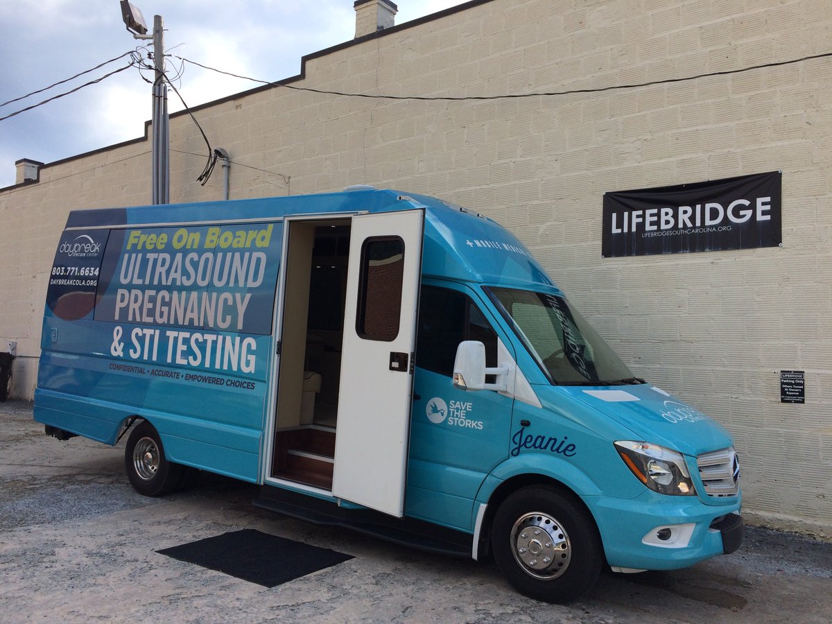 DaybreakCola's tweet photo. We are SO excited to be partnering with LIFEBRIDGE in Newberry by providing ultrasounds and STI testing to their clients FREE OF CHARGE! If you’re attending their comedy night fundraiser tonight, come see us and take a tour of our mobile medical unit! #prolifepartnership #SCAPCC https://t.co/CP9C8kQsQP