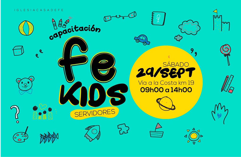 icasadefe's tweet photo. Capacitación para todos los que son y quieren ser parte del equipo de servidores de #Fekids 🎒🎨🎉🎭🥁👧🏽👦🏽 29 de Septiembre en nuestra nueva casa, km 19 Vía a la Costa de 09h00 a 14h00.
¡Inscríbete en el link!
https://t.co/9mck5Nva2l
#iCasadeFe https://t.co/Lh17UHcIvX