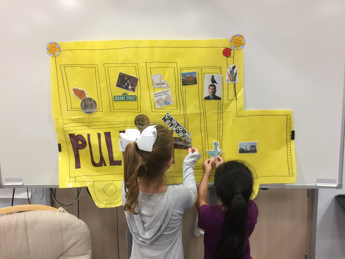 PullenLibrary's tweet photo. 1st grade PLC = Mo Willems author study.  Timeline of events activity.  Writing about would you let pigeon drive the bus-why or why not? What would you ask to drive? @PullenElem @mowilliams #ILoveRockwallISD #risdgrows #Risdlibraries https://t.co/Mf6R1Lqn02