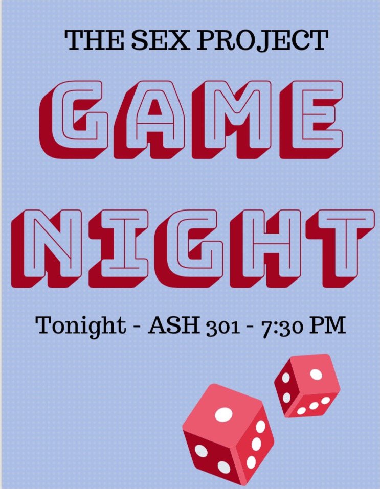 Sex_ProjectTAMU's tweet photo. Game night tonight! Come join us in ASH 301 at 7:30! https://t.co/U3RhAUEM89