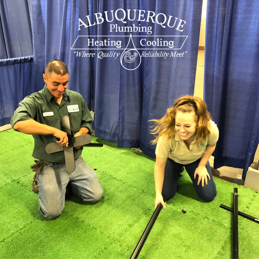 abqplumbing's tweet photo. Our team is more fun than yours! Thanks to Mikayla and OZ for helping make the magic happen.
We'll see you this weekend at the Albuquerque Remodeling & Lifestyle show.
#abqplumb #ourteamrocks #fallremodeling #fall2018remodeling #albuqerqueplumbingheatingandcooling #teamwork https://t.co/PS3GHQBKCY
