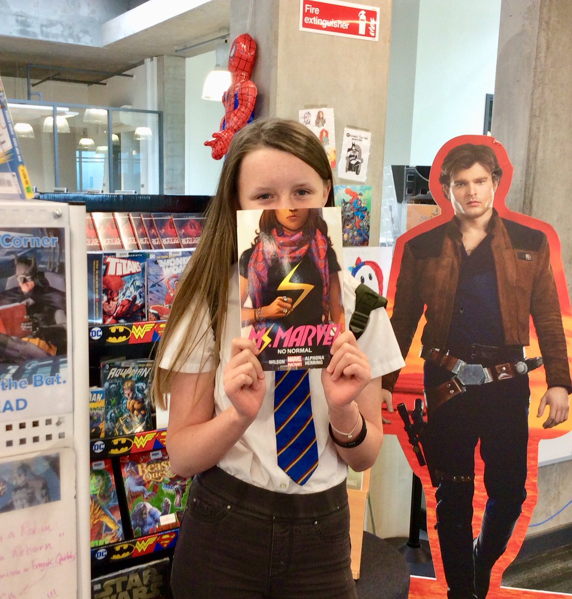 BrechinHighLib's tweet image. Katy couldn’t wait until I’d catalogued @GWillowWilson’s epic ‘Ms Marvel’ from our #DiveIntoComics collection &amp;amp; is off with Vol 1 to read over the hols! Enjoy! #DiversityInComics #MuslimSuperheroes @scottishbktrust #BrechinHighValues