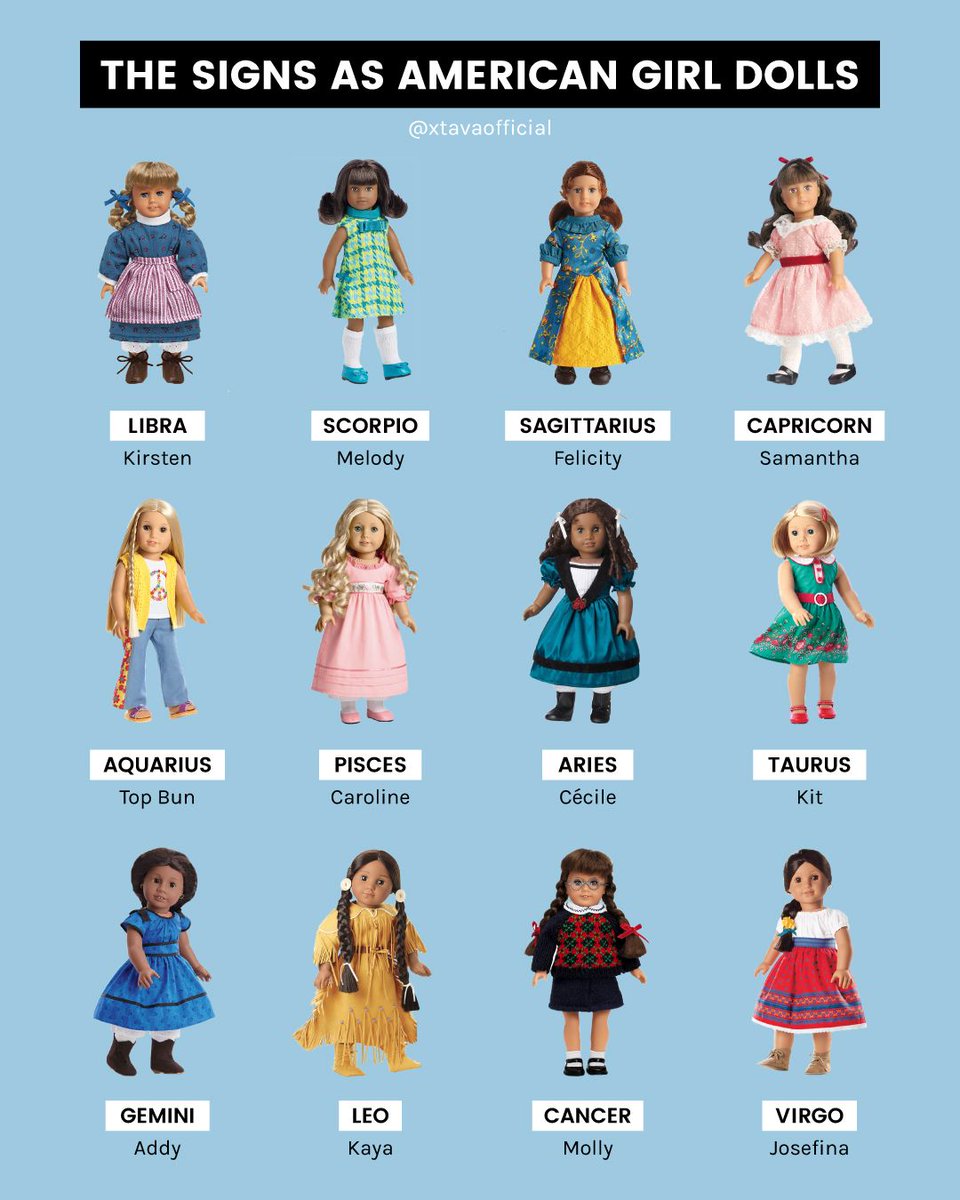 XtavaOfficial's tweet photo. #TBT to Kirsten’s braids, Kit’s bob, and Samantha’s bow. Which American Girl Doll are you!?
#xtava https://t.co/8LRpWOku3S
