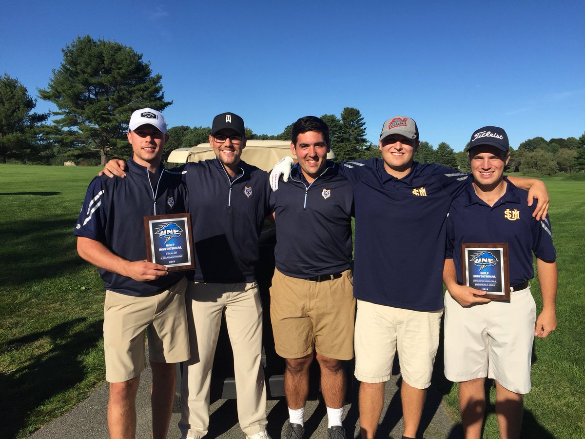 usmhuskies's tweet photo. Huskies take the top spot at the UNE Invitational! That’s the fourth first place finish in six tournaments if you’re keeping track (we are) for @usouthernmaine golf.  And congrats to junior Greg Kalagias - the year individual medalist with a two-over 72 #GoHuskies ⛳️ 🏌️ https://t.co/0h3kq4DG2v