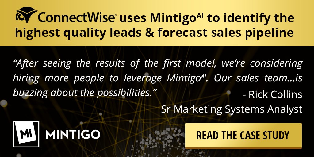 mintigo's tweet photo. Discover how @ConnectWise leveraged the power of MintigoAI to more effectively score leads and consistently identify accounts that are 5x more likely to convert into a closed-won deal! #AI #AIforMarketing https://t.co/eMY6Rogr2c https://t.co/OBkag4HjRR