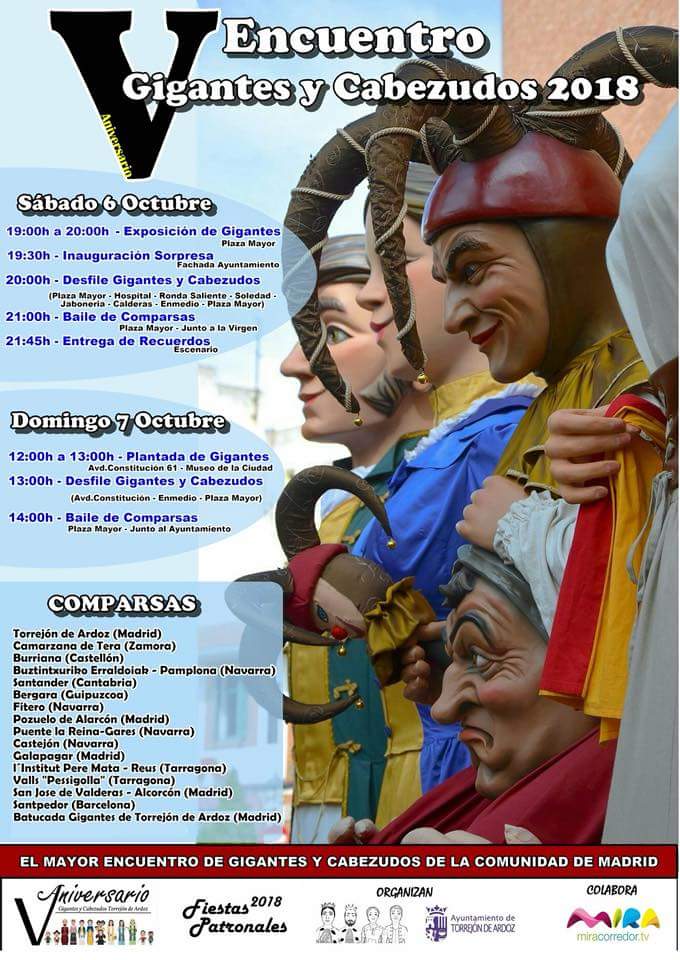 Miracorredor's tweet photo. Vuelve el V Encuentro de #GigantesYCabezudos de #Torrejón en el que un año más volvemos a colaborar. #FDT2018 https://t.co/I1VYMbo2zR