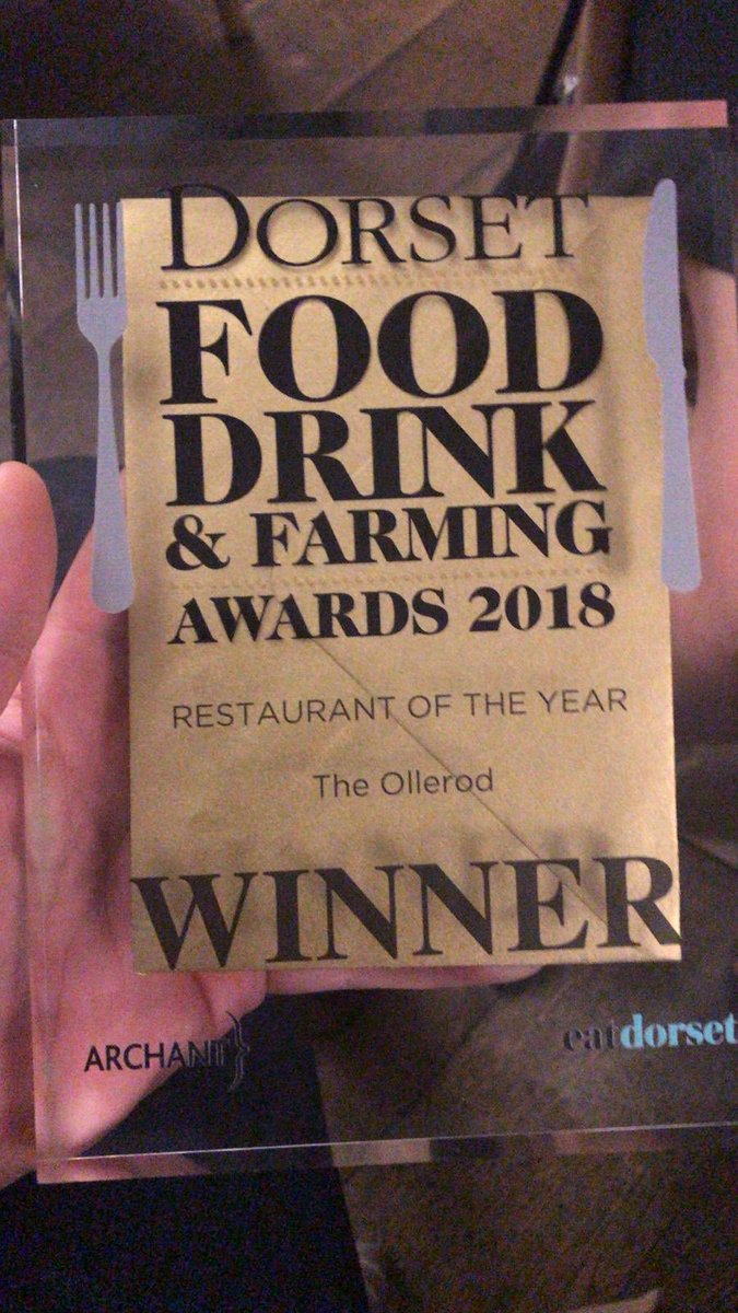 And we have done it! Restaurant of the Year award been awarded to The Ollerod at this evening’s Dorset Food &amp; Drinks Awards <a href="/DorsetFoodDrink/">Dorset Food & Drink</a> <a href="/DorsetMag/">Dorset Magazine</a> #winners We are beyond honoured! Thank you!