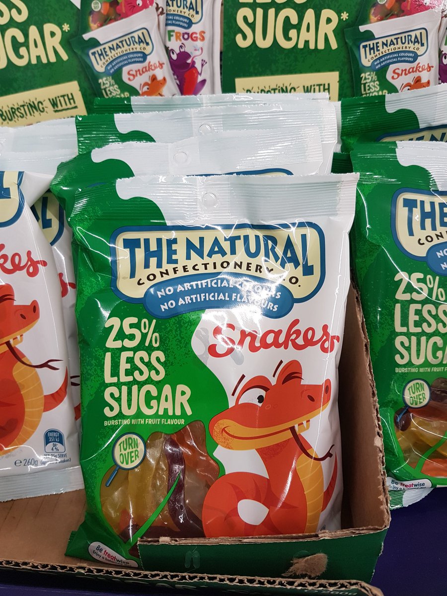 Great news that #thenaturalconfectioneryco has reduced sugar by 25% in some lollies, but beware that they still contain 31% sugar, that's 1 tsp of sugar per snake. #readthelabels #reducesugar #jellysnakes