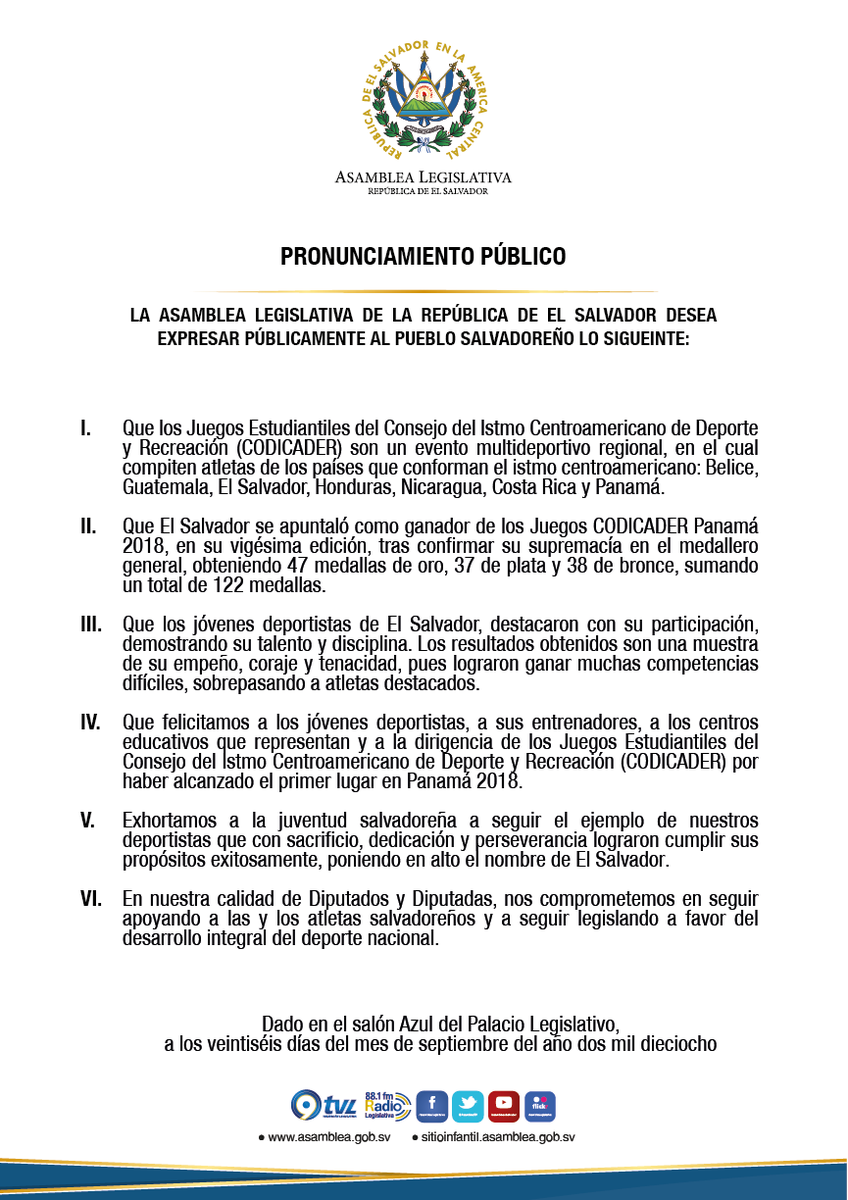 RLegislativaSV's tweet photo. #Pronunciamiento
#CODICADER2018 https://t.co/yUpLVhzPoj