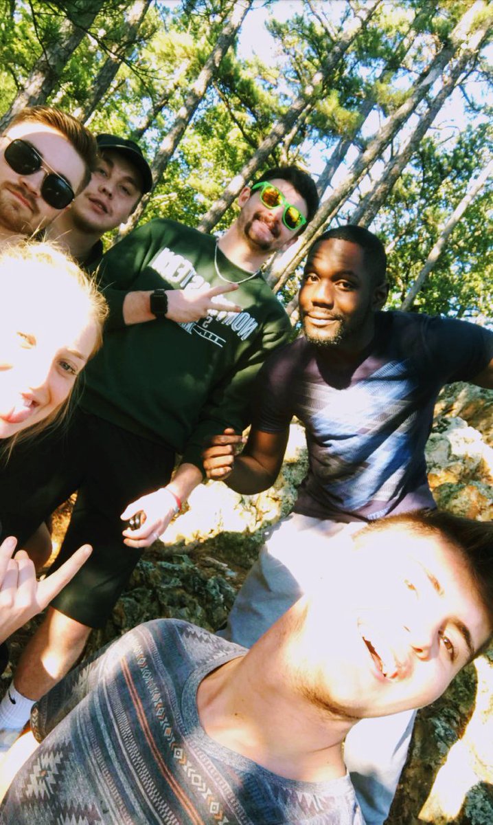 Brothers enjoying a hike together in the best of weather