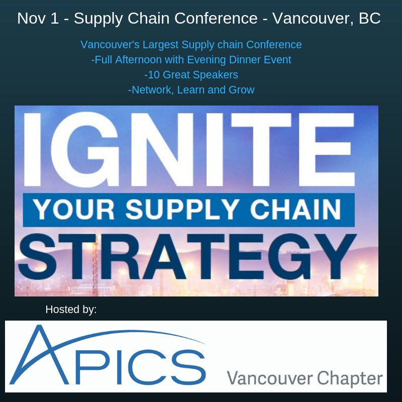 Nov 1 Supply Chain Conference, join us. apics-vancouver.org/meetinginfo.ph…