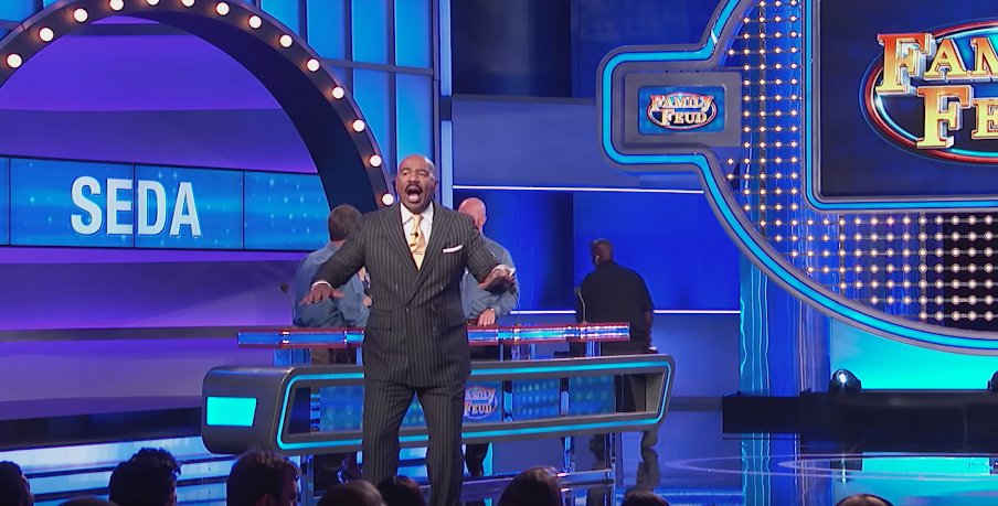 thefader's tweet photo. Steve Harvey says “Fuck Pusha-T,” calls him broke, then freestyles on Family Feud set. https://t.co/o7DrjHBATr https://t.co/rqNter1IRg