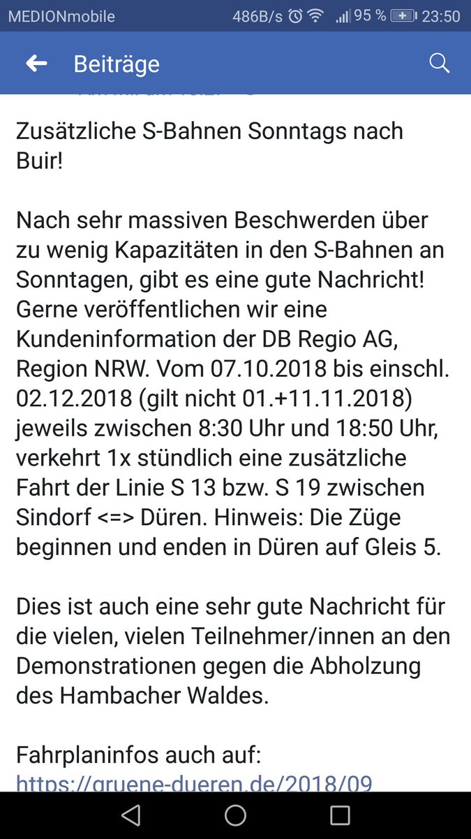 FranconiaMedici's tweet photo. Zusätzliche S-Bahnen am Sonntag nach Buir @HambiBleibt @MahnwacheHambi @BuirerFuerBuir @anettselle 

https://t.co/7knhSTljsb https://t.co/yKo4takYpD