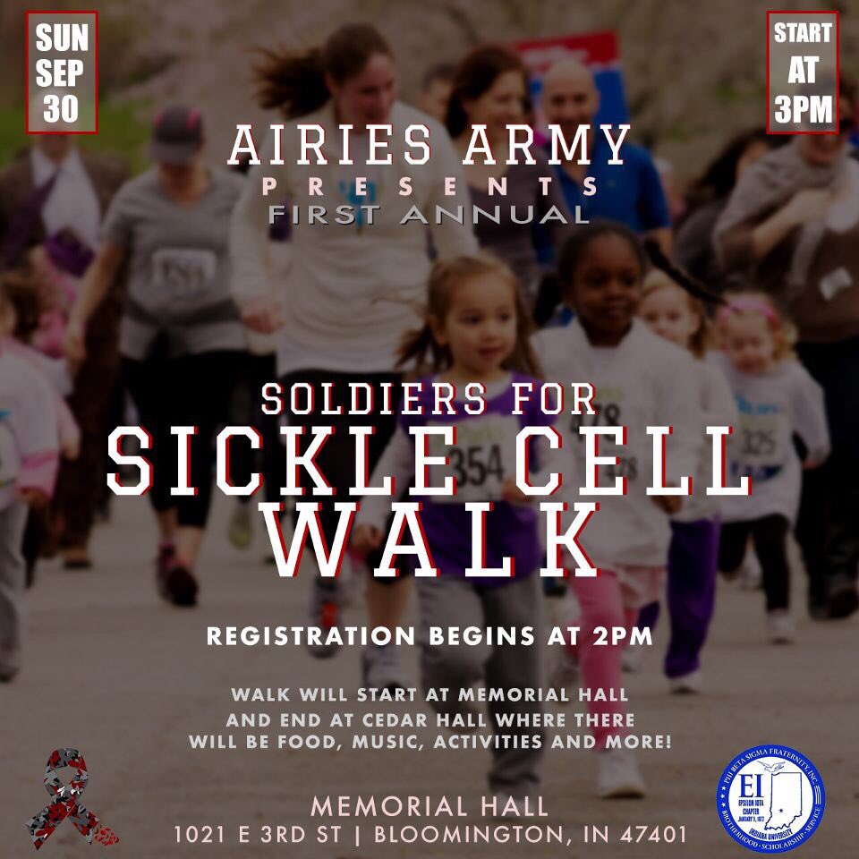 AiriesArmy's tweet photo. On September 30th, we will be collaborating with the Epsilon Iota Chapter of Phi Beta Sigma Fraternity, Inc. to host our First Soldiers For Sickle Cell Walk! 
Not only will we be marching for Sickle Cell, but there will be food, games, activities, &amp; more‼️ See you there! https://t.co/BBvC33JMTL